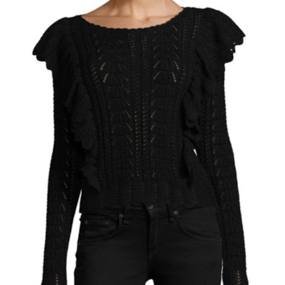 Loveshackfancy Ruffle Pullover Sweater Black M - image 3